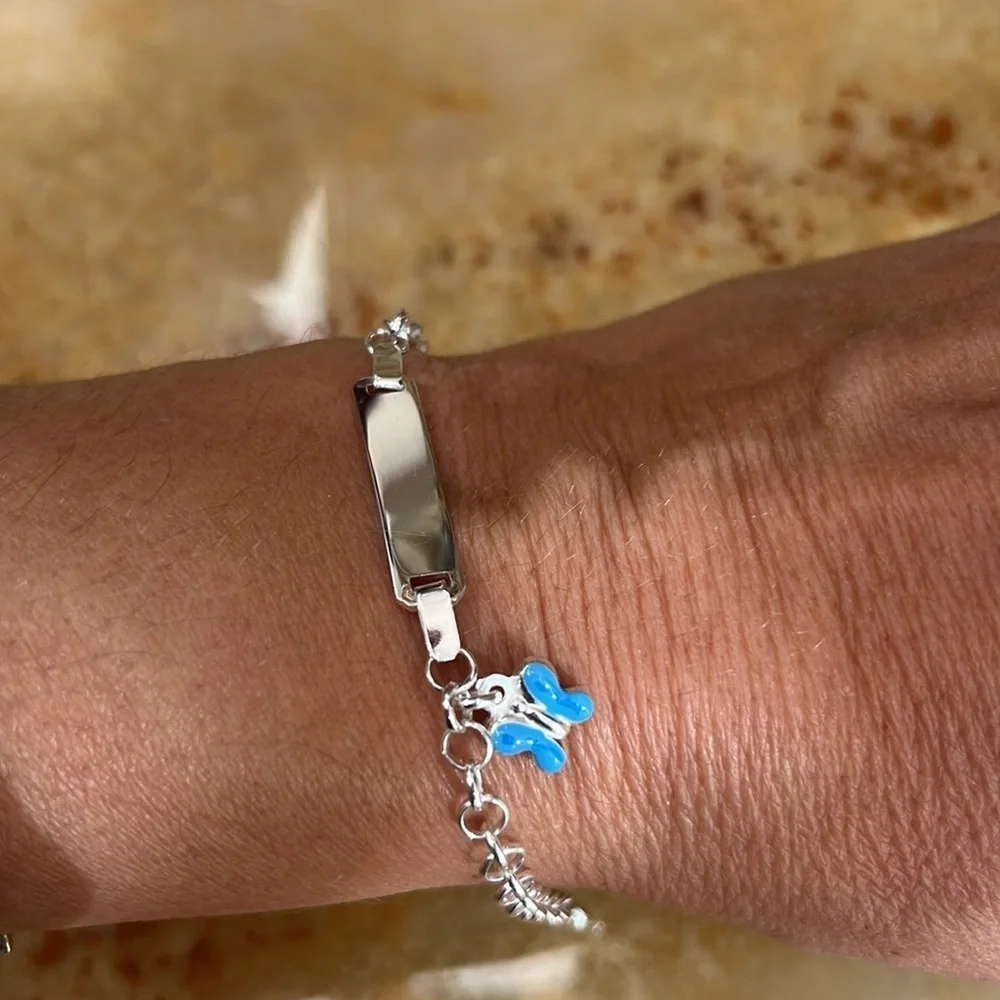925 SILVER KIDS ID RED LADYBUG BRACELET 6.25